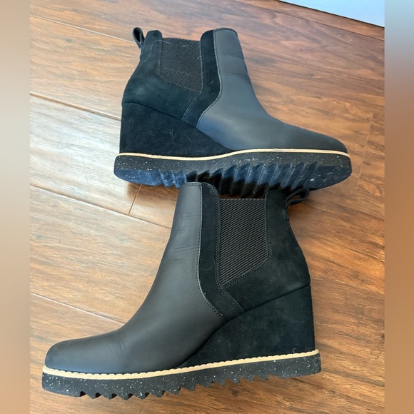 Toms Sutton Black Wedge Ankle Boots-Like New-Size 11 - Picture 10 of 14